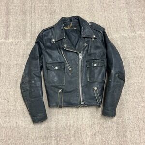Vintage Harley Davidson Cycle Queen Leather Jacket Women's Small Black 1950s
